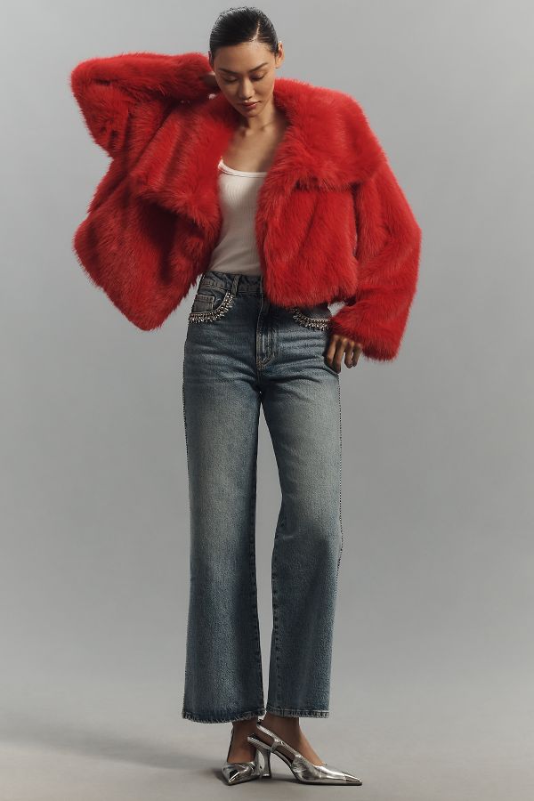 Slide View: 4: Maeve Faux-Fur Cropped Jacket