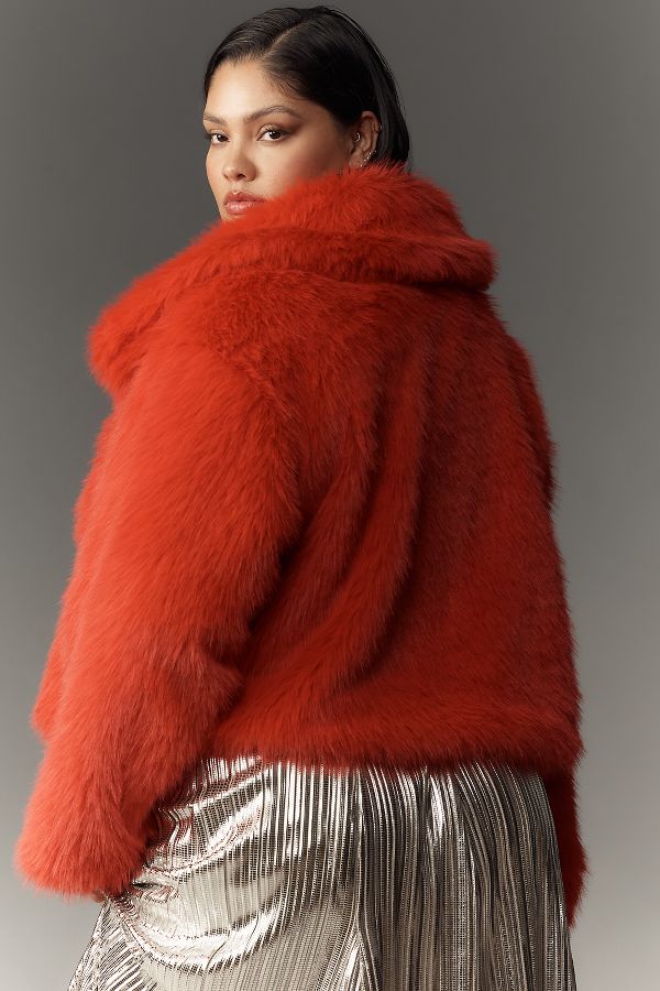 Slide View: 8: Maeve Faux-Fur Cropped Jacket