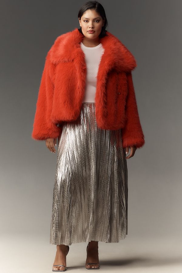 Slide View: 10: Maeve Faux-Fur Cropped Jacket