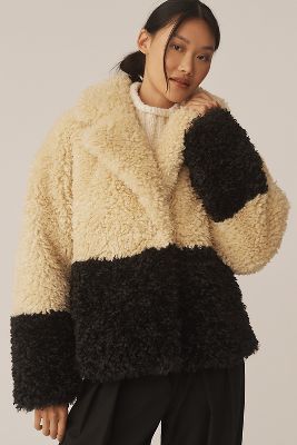 STAND STUDIO Jubel Faux-Fur Colorblock Jacket