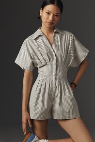 Slide View: 1: The Tobie Pleated Romper by Exquise