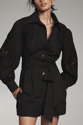 Farm Rio x Anthropologie Long-Sleeve Eyelet Romper