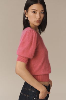 PAIGE Gladiolus Short-Sleeve Cashmere Sweater