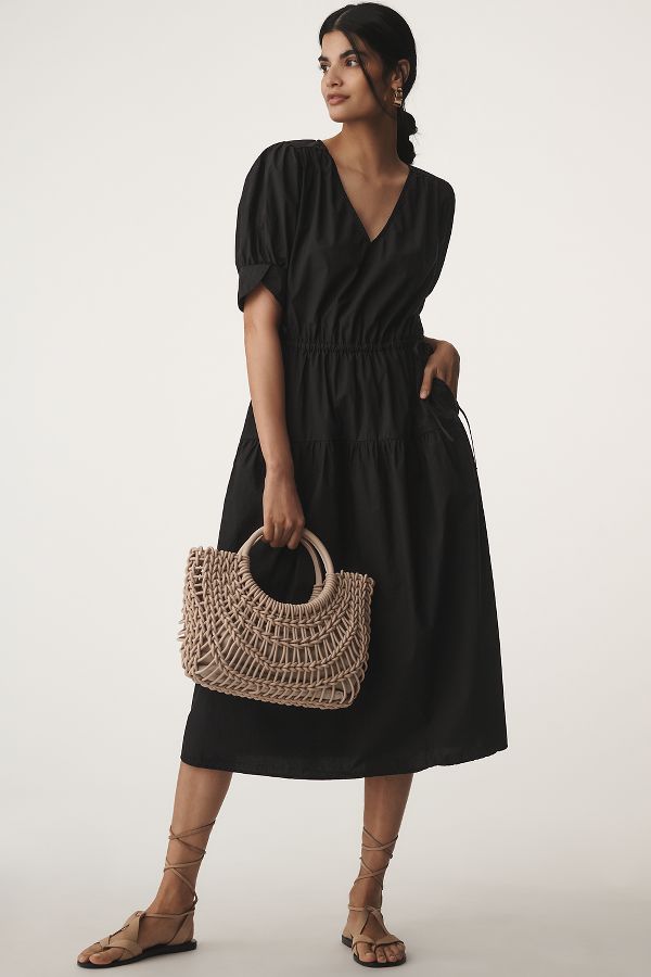 Slide View: 1: Velvet by Graham & Spencer Lianna Puff-Sleeve Midi Dress