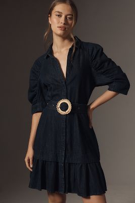 Sam Edelman Ferry Belted Tiered Shirt Dress