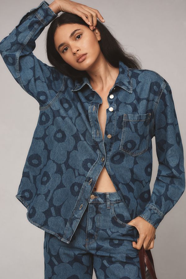 Slide View: 3: Marimekko Maridenim Vaihe Unikko Denim Shirt 