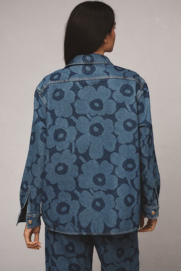 Slide View: 4: Marimekko Maridenim Vaihe Unikko Denim Shirt 