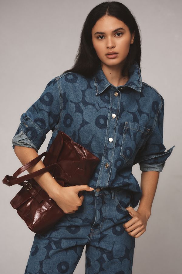 Slide View: 1: Marimekko Maridenim Vaihe Unikko Denim Shirt 