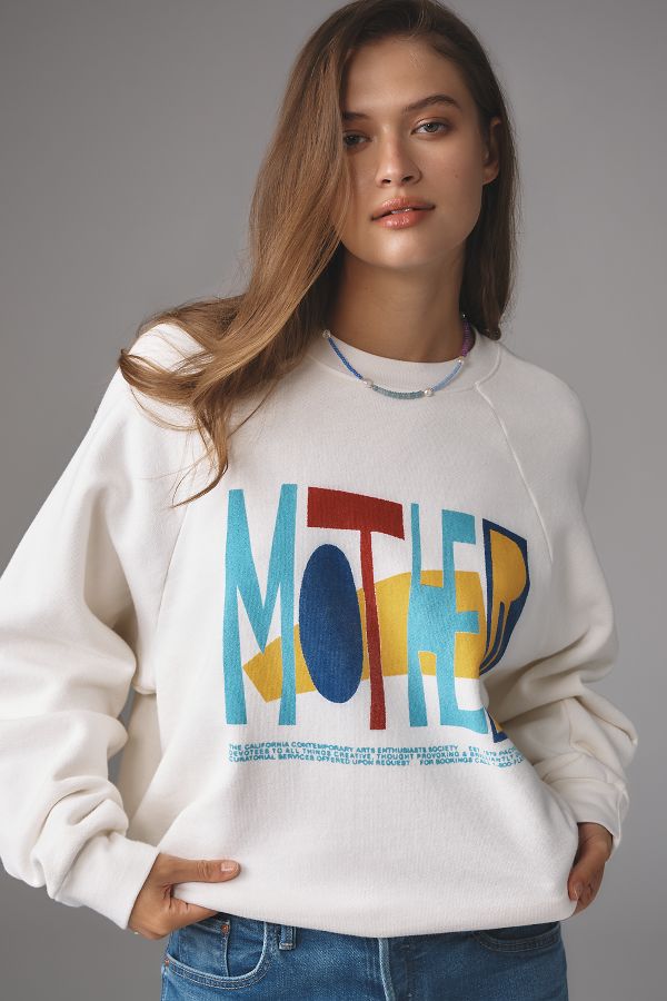 Slide View: 1: MOTHER The Boost Cropped Crew Neck Sweatshirt