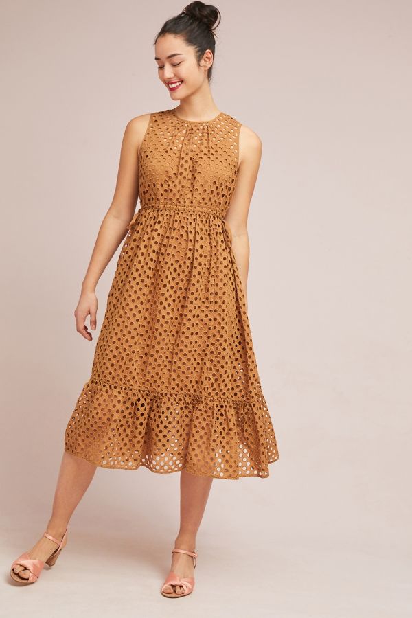 Uptown Eyelet Midi Dress | Anthropologie