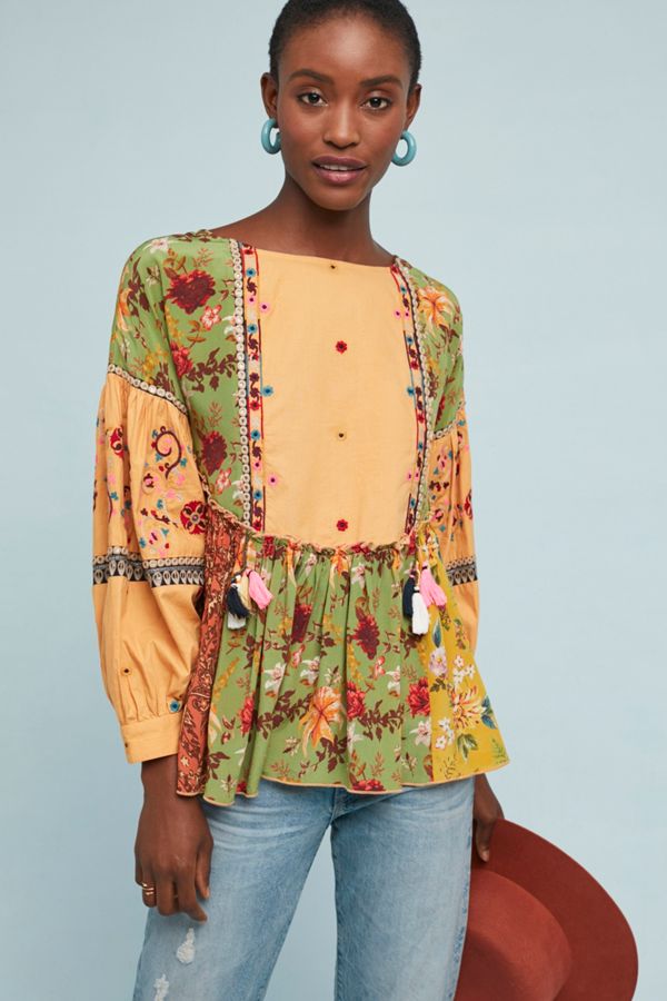 Kelly Patchwork Blouse | Anthropologie