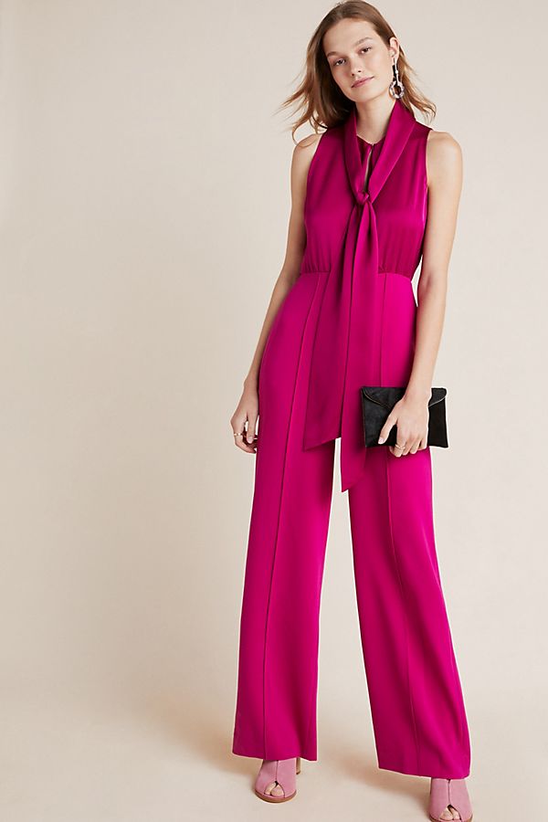 Slide View: 1: DVF Virginie Neck-Tie Jumpsuit