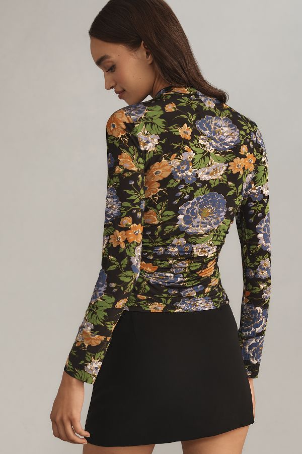 Slide View: 2: Farm Rio Capri Floral Mock-Neck Top