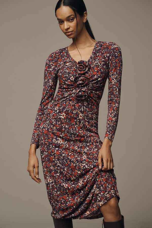 Slide View: 4: Farm Rio Chelsea Garden Long-Sleeve Deep-V Maxi Dress