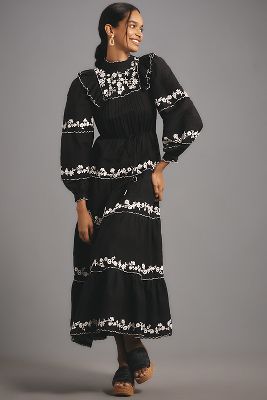 Farm Rio Embroidered Maxi Dress