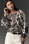 Thumbnail View 1: Farm Rio Leopard Floral Long-Sleeve Blouse