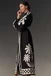 Thumbnail View 4: Farm Rio Nature Long-Sleeve V-Neck Graphic Floral Maxi Dress