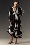 Thumbnail View 1: Farm Rio Nature Long-Sleeve V-Neck Graphic Floral Maxi Dress