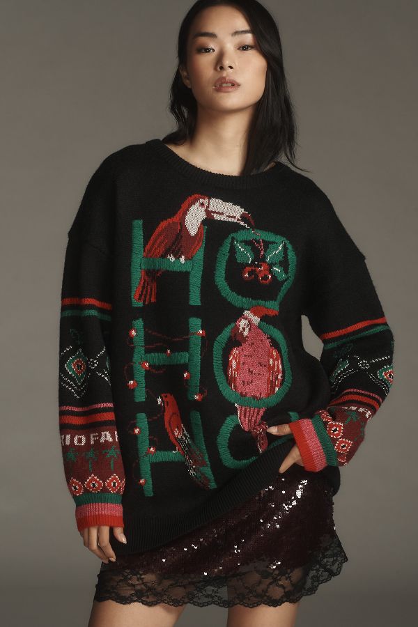 Slide View: 1: Farm Rio Hohoho Knit Sweater