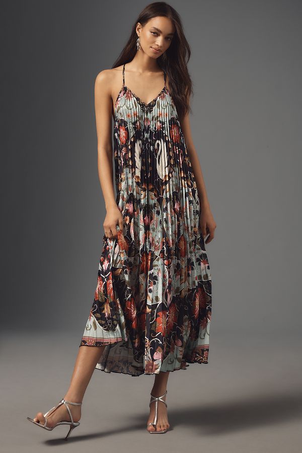 Slide View: 1: Farm Rio Flowing Beauty Sleeveless Pleated Midi Dress