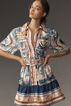 Thumbnail View 1: Farm Rio Cerrado Short-Sleeve Belted Linen Mini Dress