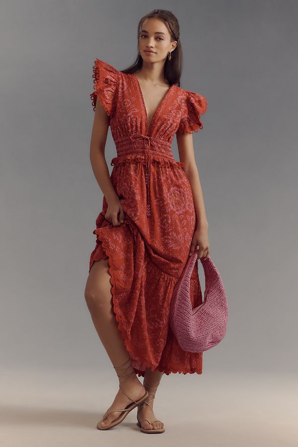 Slide View: 1: Farm Rio Olivia V-Neck Maxi Dress