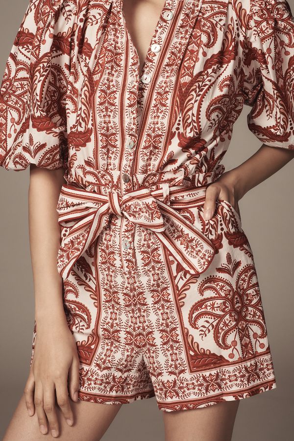 Slide View: 4: Farm Rio Tropical Cameo Belted Romper