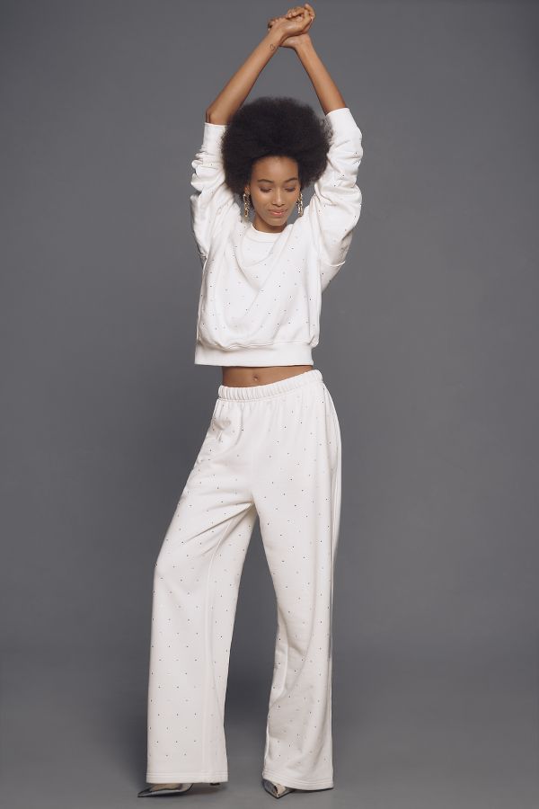 Slide View: 1: Good American Crystal Wide-Leg Sweatpants