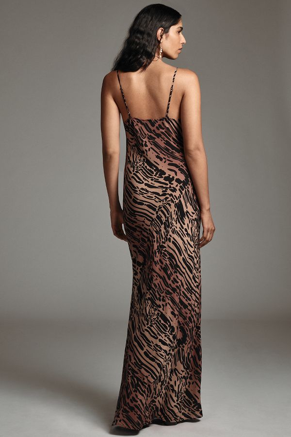 Slide View: 2: Good American Chiffon Bias Cowl-Neck Maxi Dress