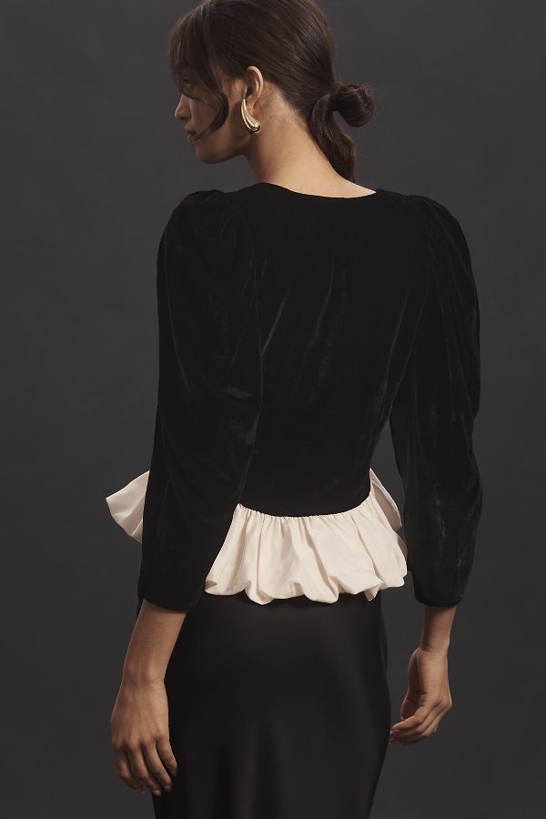 Slide View: 3: RHODE Colette Velvet Peplum Blouse