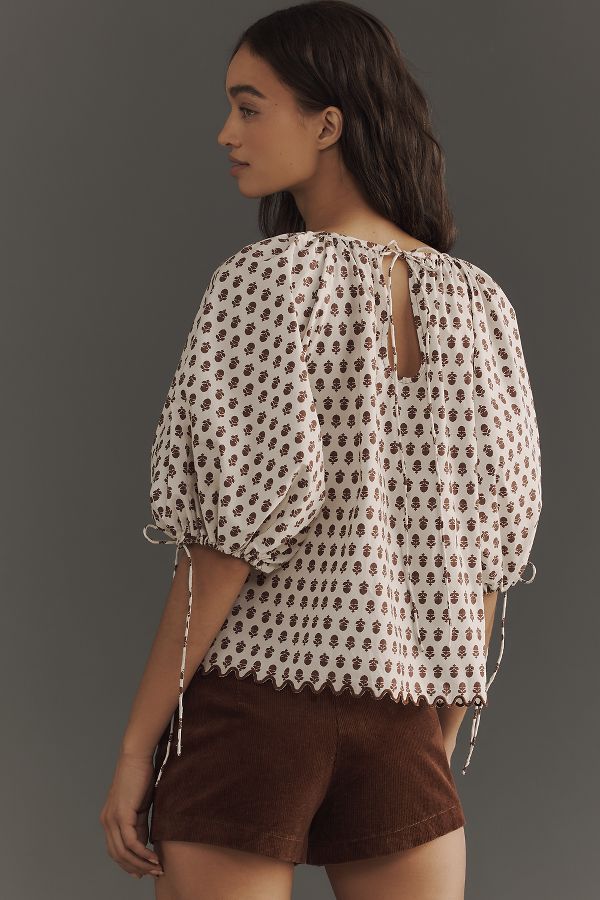 Slide View: 3: RHODE Rowan Puff-Sleeve Blouse