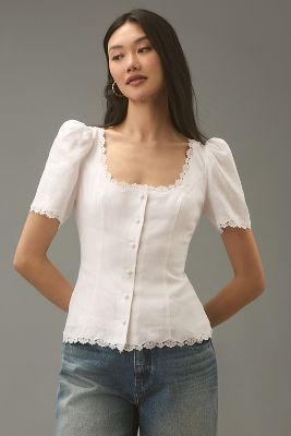 Reformation Anabella Linen Top