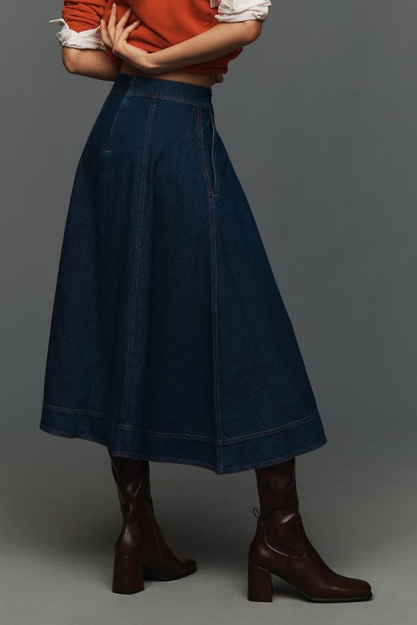 Slide View: 5: Reformation Delilah Denim Midi Skirt