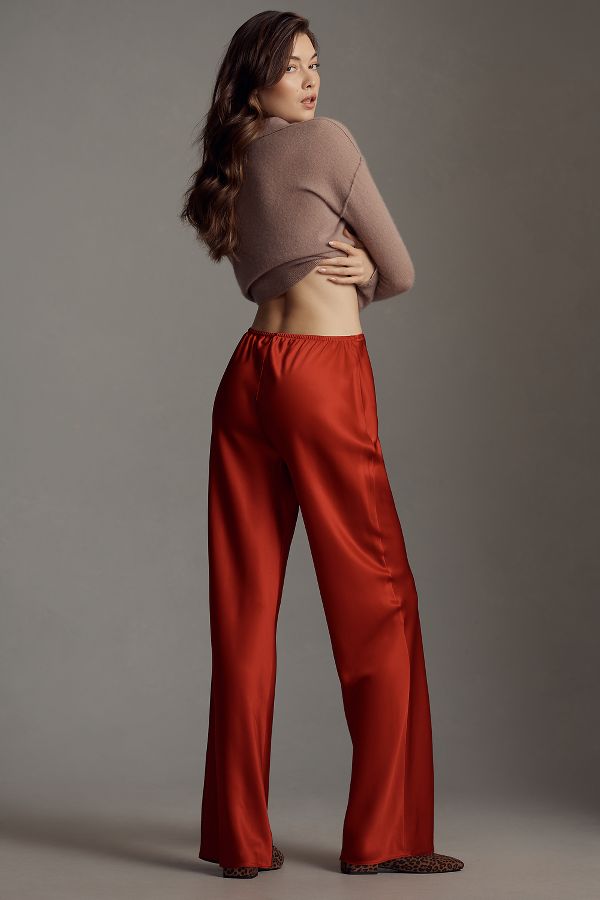 Slide View: 3: Reformation Gale Satin Mid-Rise Bias-Cut Pants