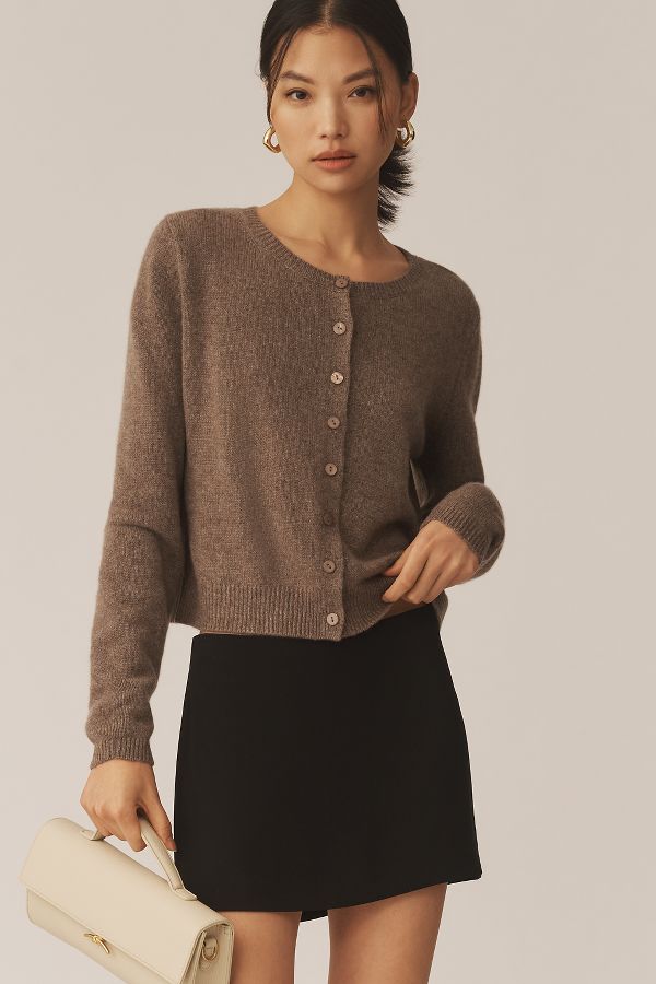 Slide View: 1: Reformation Clara Cashmere Crew Cardigan Sweater