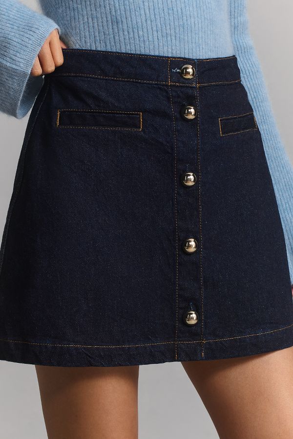 Slide View: 2: Reformation Amara High-Rise Denim Mini Skirt