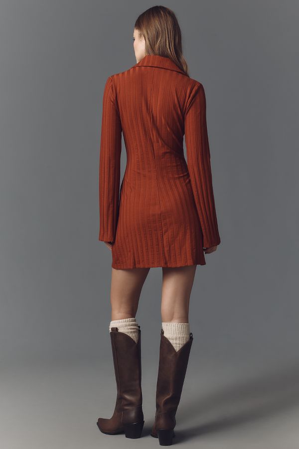 Slide View: 2: Reformation Benton Ribbed Button-Front Sweater Mini Dress