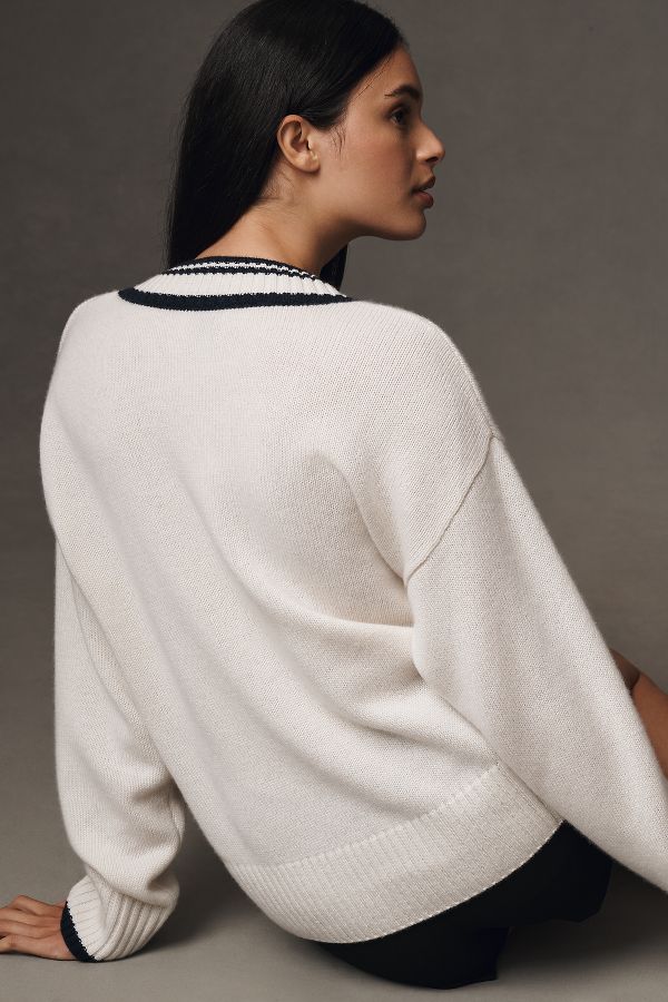 Slide View: 2: Reformation Jadey Cashmere Oversized V-Neck Sweater