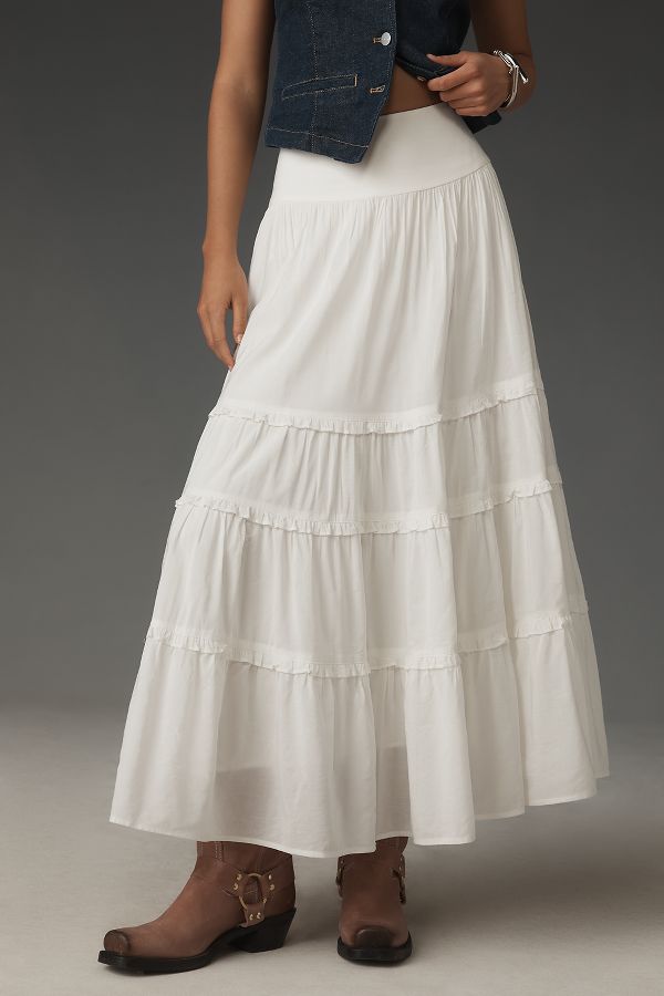 Slide View: 2: Reformation Tiered Midi Skirt