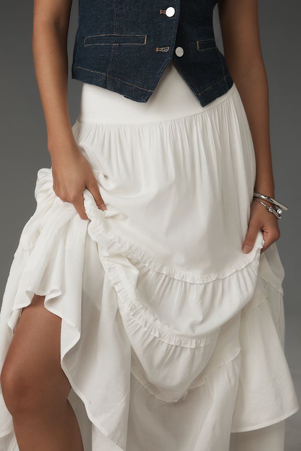 Slide View: 4: Reformation Tiered Midi Skirt