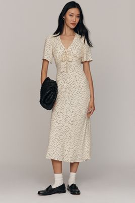 Reformation Tyra Short-Sleeve V-Neck Midi Dress