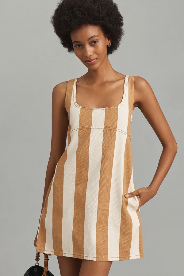 Slide View: 4: SIMONMILLER Sahara Striped Denim Mini Dress