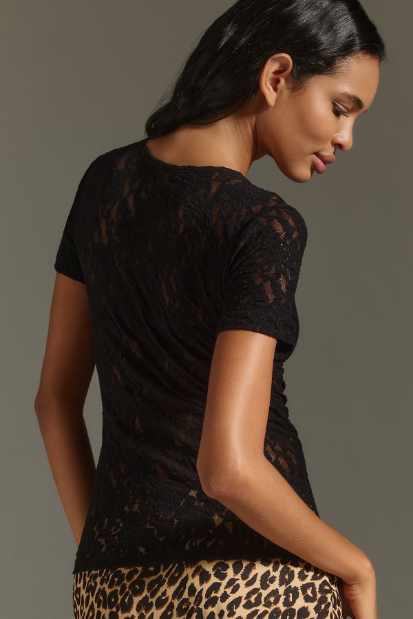 Slide View: 4: Hanky Panky Short-Sleeve Lace Tee