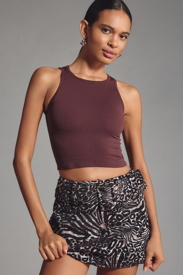 Slide View: 1: The Reegan Seamless Ribbed Cropped Tank Top