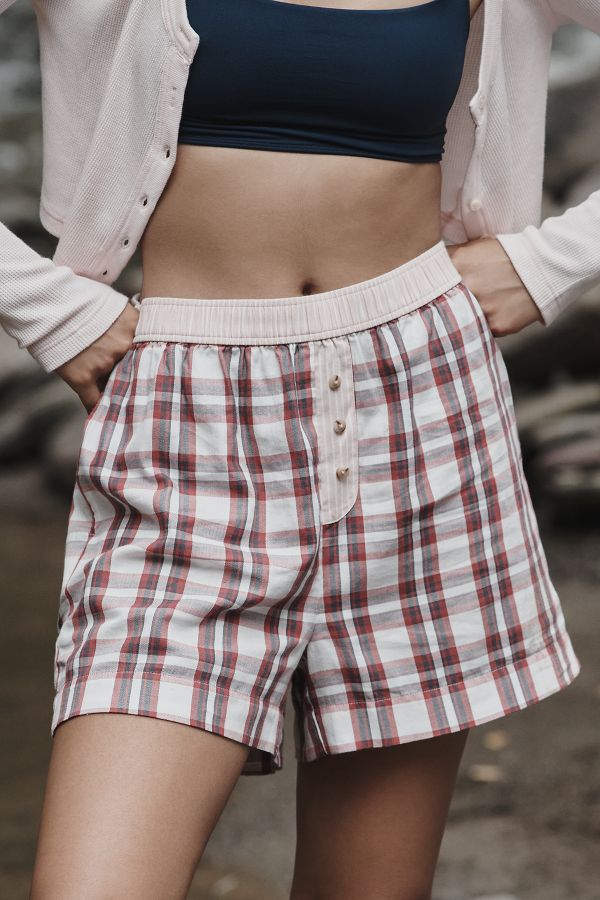 Slide View: 2: By Anthropologie Flanell Boxer Shorts