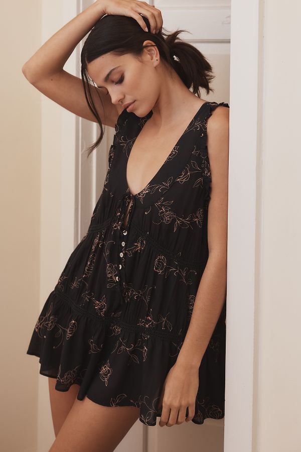 Slide View: 1: By Anthropologie Silky Ruffle Romper