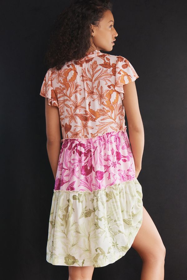 Slide View: 3: Alejandra Peñaloza Flutter-Sleeve Printed Pajama Dress