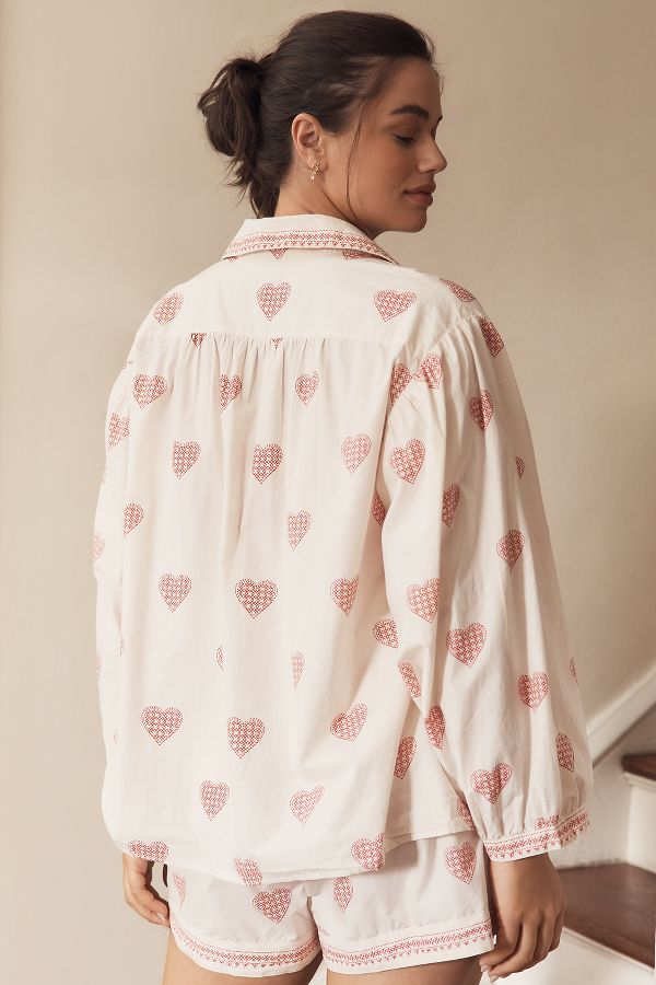 Slide View: 6: By Anthropologie Long-Sleeve Collared Pyjama Top