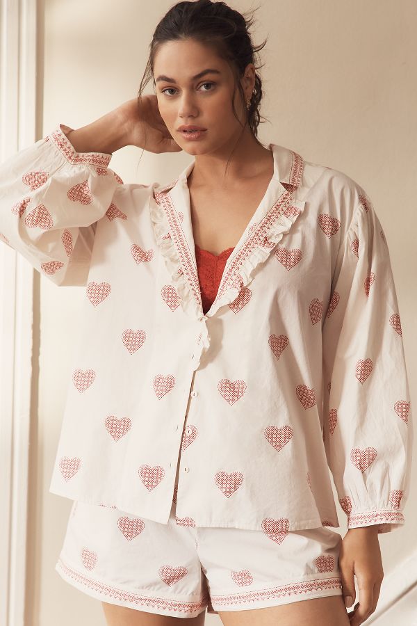 Slide View: 4: By Anthropologie Long-Sleeve Collared Pyjama Top