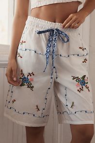 Slide View: 2: Shorts Boxeur Bermuda Brodés Par Anthropologie